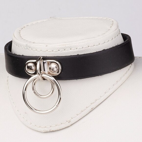 NWOT Gothic punk Rock Leather Choker necklace Cowhide Leather - Picture 1 of 5